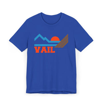 Buy true-royal Vail, Colorado Retro Mountains Sunset T-Shirt | Vintage Vail Tee