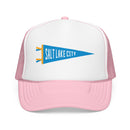 Salt Lake City, Utah Pennant Trucker Hat — Retro Flag Foam Cap-3