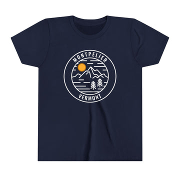 Buy navy Montpelier, Vermont Youth Shirt - Retro Mountain Montpelier Kid's T-Shirt