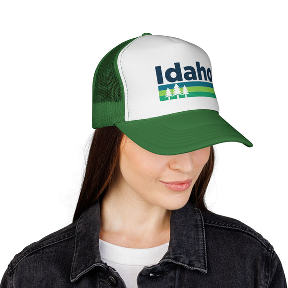 Idaho Retro Trees Trucker Hat - Vintage Style Idaho Cap
