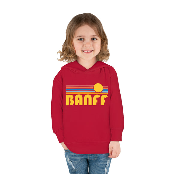Banff, Canada Toddler Hoodie - Retro Sunrise Unisex Banff Toddler Sweatshirt