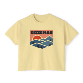 Women's Bozeman, Montana Boxy Graphic Tee - Slightly Cropped - 0