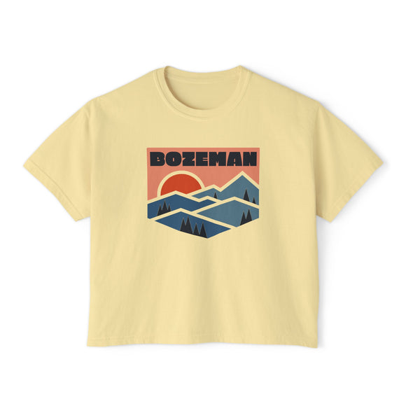 Women's Bozeman, Montana Boxy Graphic Tee - Slightly Cropped
