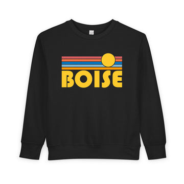 Buy black Boise, Idaho Toddler Sweatshirt - Retro Sun Boise Toddler Crewneck Sweatshirt