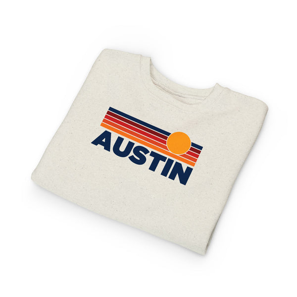 Austin, Texas Toddler Sweatshirt - Retro Sun Austin Toddler Crewneck Sweatshirt