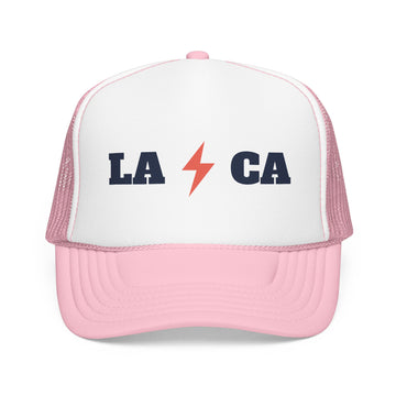 Buy light-pink-white Los Angeles, California Retro Trucker Hat - Lightning Foam Cap - Lightning
