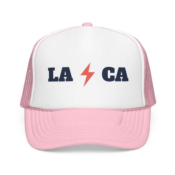 Los Angeles, California Retro Trucker Hat - Lightning Foam Cap