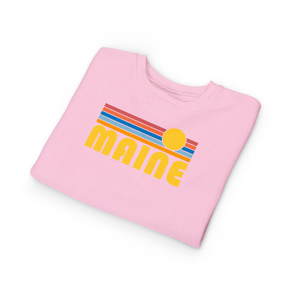 Maine Toddler Sweatshirt - Retro Sun Maine Toddler Crewneck Sweatshirt