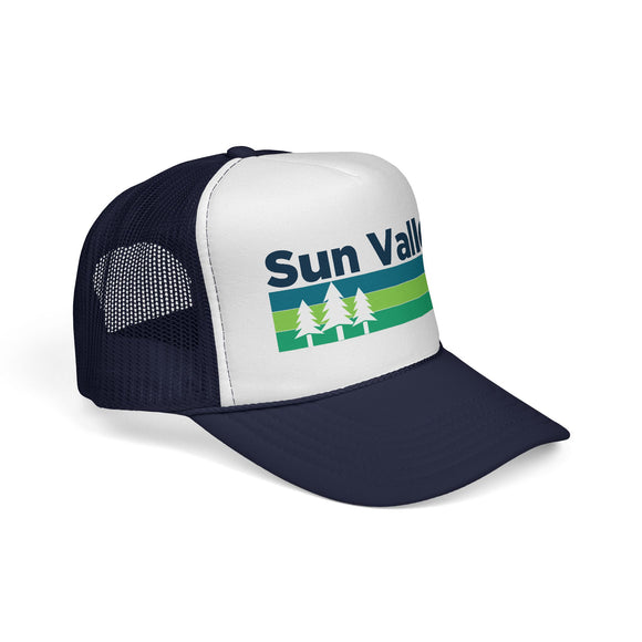 Sun Valley, Idaho Retro Trees Trucker Hat - Vintage Style Sun Valley Cap