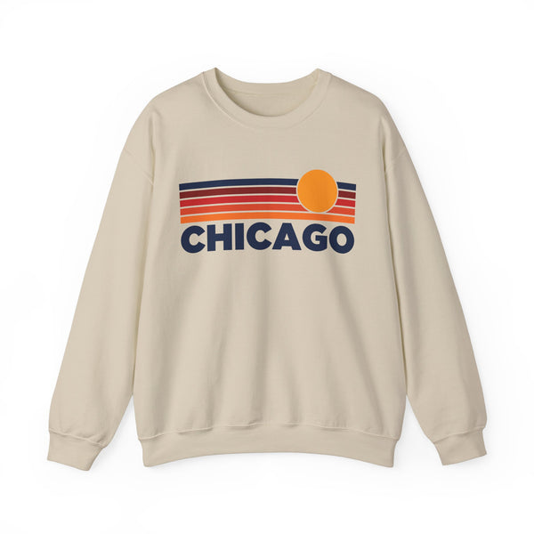 Chicago, Illinois Sweatshirt Retro Sun Unisex - Chicago Vintage Inspired Warm Pullover Jumper