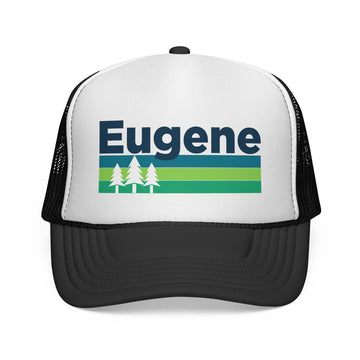 Eugene, Oregon Retro Trees Trucker Hat - Vintage Style Eugene Cap