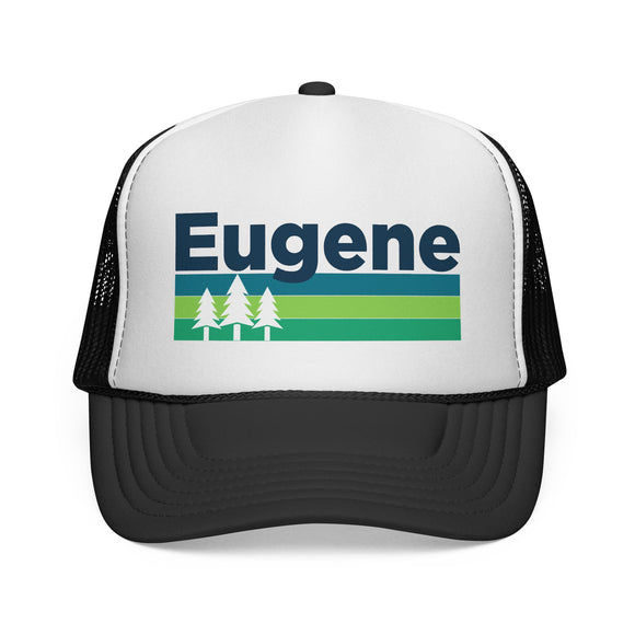 Eugene, Oregon Retro Trees Trucker Hat - Vintage Style Eugene Cap