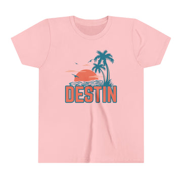 Buy pink Destin, Florida Youth Shirt - Retro Palm Tree Destin Kid's T-Shirt