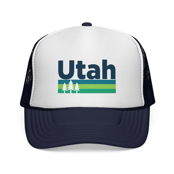 Buy dark-navy Utah Retro Trees Trucker Hat - Vintage Style Utah Cap