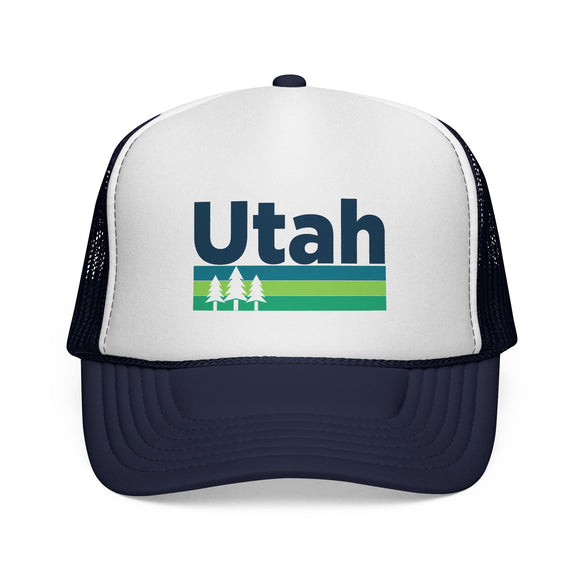 Utah Retro Trees Trucker Hat - Vintage Style Utah Cap