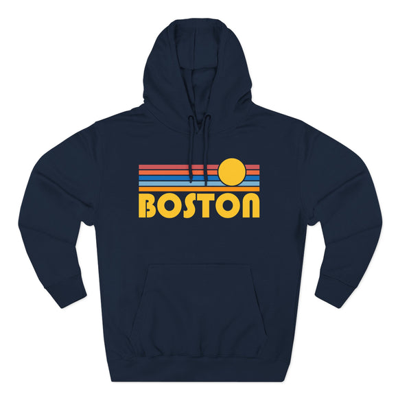 Boston, Massachusetts Hoodie - Retro Sun Unisex Sweatshirt