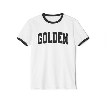 Buy white-black Golden, Colorado Cotton Ringer Graphic Tee - Unisex Golden T Shirt, Vintage Style Tee, Men's/Women's Tee