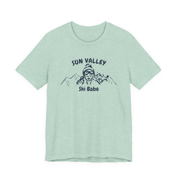 Buy heather-prism-mint Sun Valley, Idaho Ski Babe T‑Shirt - Retro Skiing Graphic Tee