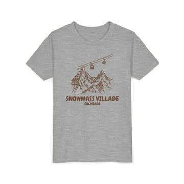 Buy athletic-heather Snowmass Village, Colorado Youth T-Shirt — Vintage Gondola Ski Mountain Tee