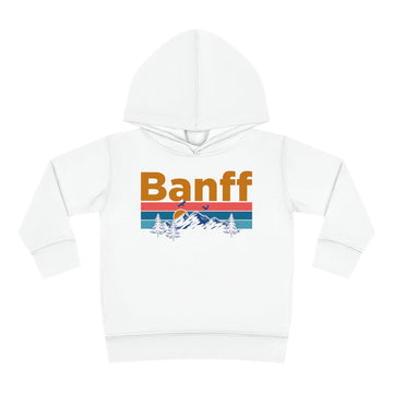 Buy white Banff Toddler Hoodie - Retro Mountain Sun Unisex Banff Toddler Sweatshirt