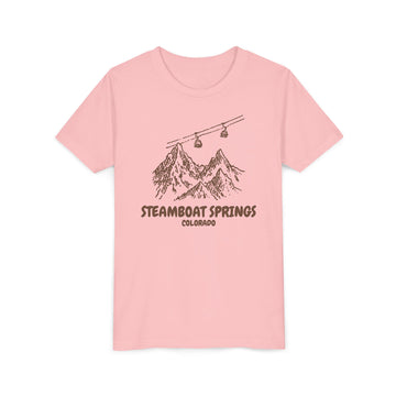 Buy pink Steamboat Springs, Colorado Youth T-Shirt — Vintage Gondola Ski Mountain Tee