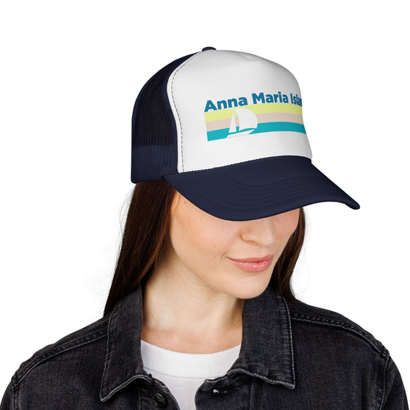 Anna Maria Island, Florida Retro Sailboat Trucker Hat