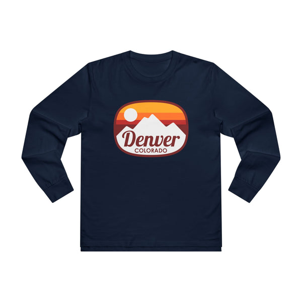 Denver, Colorado Mens Base Long-sleeve Tee - Retro Ombre Heavy Weight Long Sleeve T-shirt