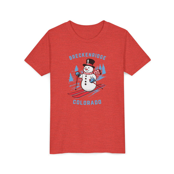 Breckenridge, Colorado Youth Skiing Snowman Tee - Kids Breckenridge T Shirt