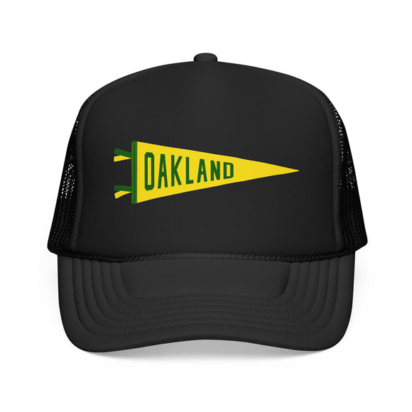 Oakland, California Pennant Trucker Hat — Retro Flag Foam Cap