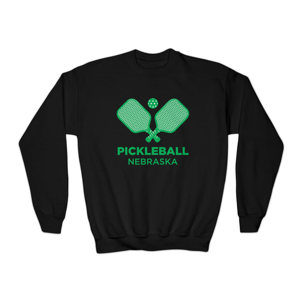 Nebraska Youth Sweatshirt - Pickleball Unisex Kid's Nebraska Crewneck Sweatshirt