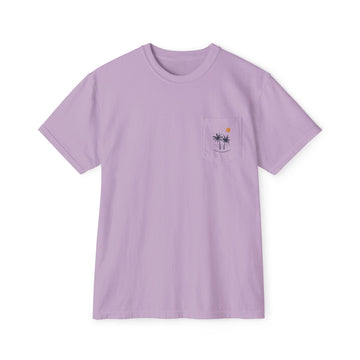 Buy orchid Santa Barbara, California Palm Tree Pocket Tee, Summer Coastal Vibes Top, Beach Apparel - Comfort Colors Graphic T Shirt