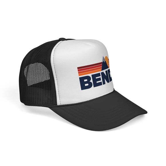 Bend, Oregon Retro Mountains Trucker Hat - Vintage Style Bend Cap