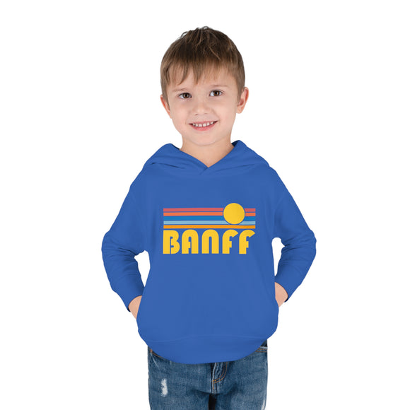 Banff, Canada Toddler Hoodie - Retro Sunrise Unisex Banff Toddler Sweatshirt