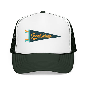 Buy dark-green-white-dark-green Channel Islands National Park Pennant Trucker Hat — Vintage Foam Mesh Cap