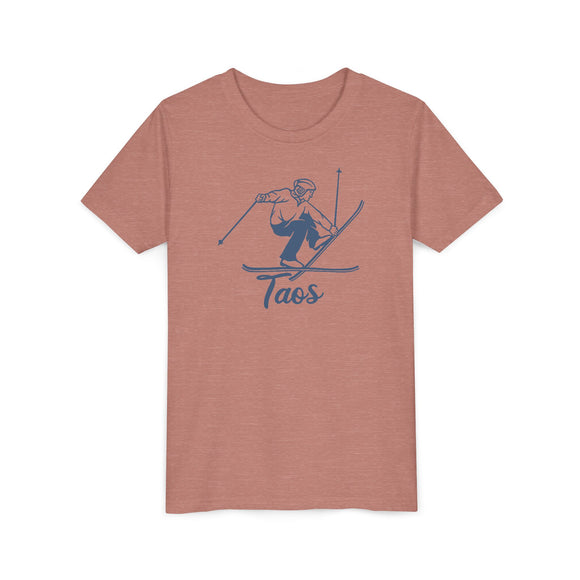 Taos, New Mexico Youth Vintage Snow Ski Graphic Tee - Kids Taos T Shirt