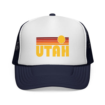 Buy dark-navy Utah Retro Sun Trucker Hat - Vintage Style Utah Cap