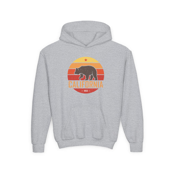 California Youth Hoodie - Retro California Bear Youth Sweatshirt