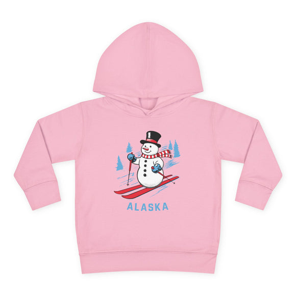 Alaska Toddler Hoodie - Unisex Skiing Snowman Alaska Sweatshirt