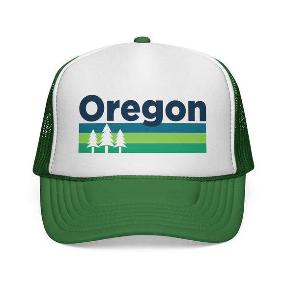 Oregon Retro Trees Trucker Hat - Vintage Style Oregon Cap