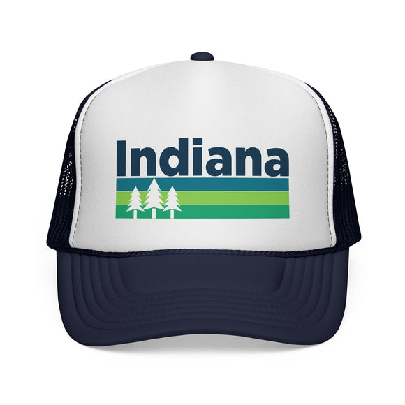 Indiana Retro Trees Trucker Hat - Vintage Style Indiana Cap