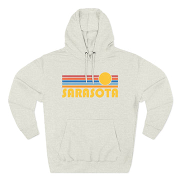 Buy oatmeal-heather Sarasota, Florida Hoodie - Retro Sun Unisex Sweatshirt