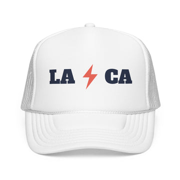 Buy white Los Angeles, California Retro Trucker Hat - Lightning Foam Cap - Lightning