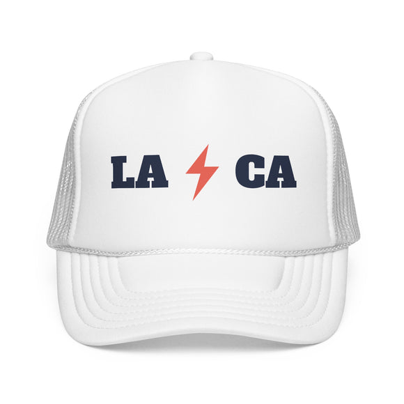 Los Angeles, California Retro Trucker Hat - Lightning Foam Cap