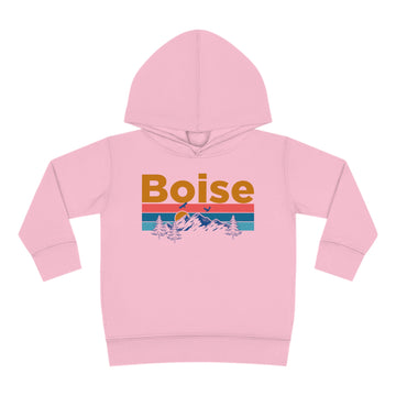 Buy pink Boise Toddler Hoodie - Retro Mountain Sun Unisex Boise Toddler Sweatshirt