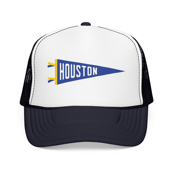Houston, Texas Pennant Trucker Hat — Retro Flag Foam Cap