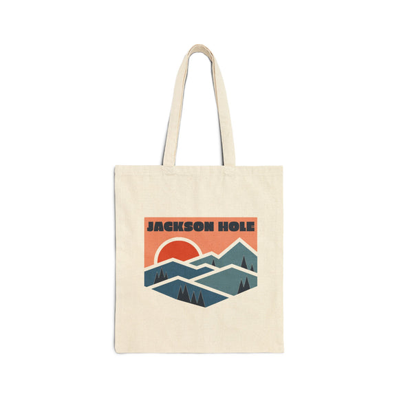 Jackson Hole, Wyoming Cotton Canvas Tote Bag - 15" x 16"