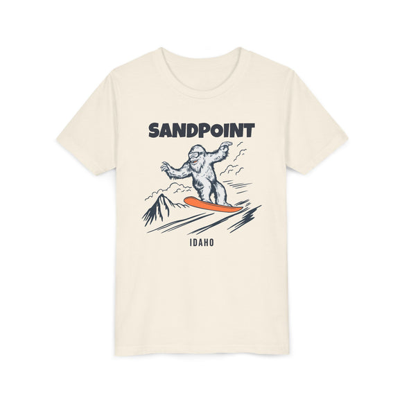 Sandpoint, Idaho Yeti Snowboard Youth Tee - Kids Skiing Shirt