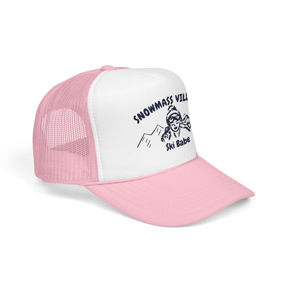 Snowmass Village, Colorado Ski Babe Trucker Hat — Foam Mesh Cap