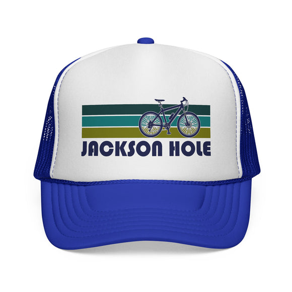 Jackson Hole, Wyoming Retro Bike Trucker Hat - Vintage Style Jackson Hole Cap