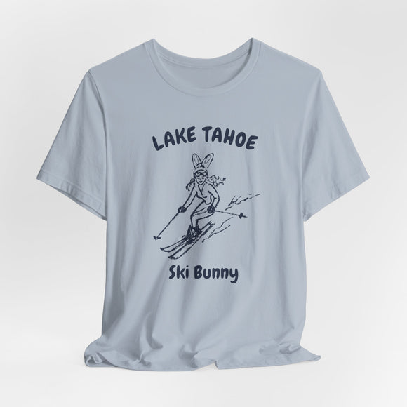 Lake Tahoe, California Ski Bunny T‑Shirt — Retro Skiing Graphic Tee